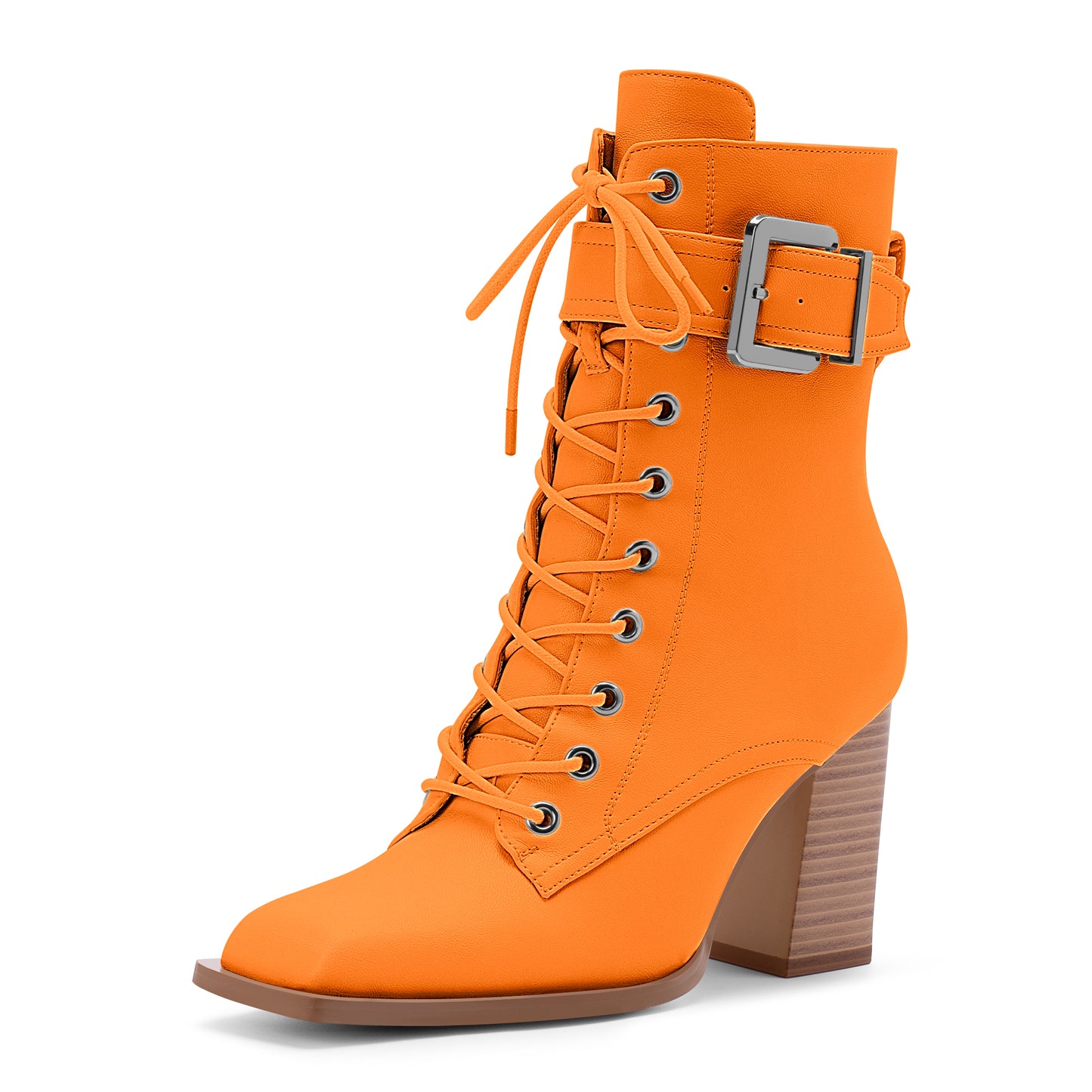 High Heel Square Toe Ankle Boots