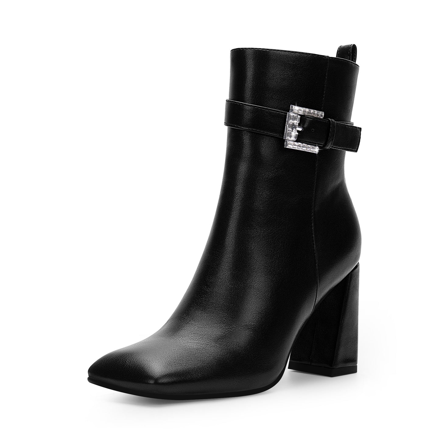 High Heel Square Toe Ankle Boots