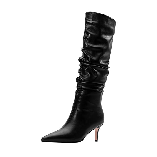 Stiletto Kitten Heel Pointed Toe High Boots