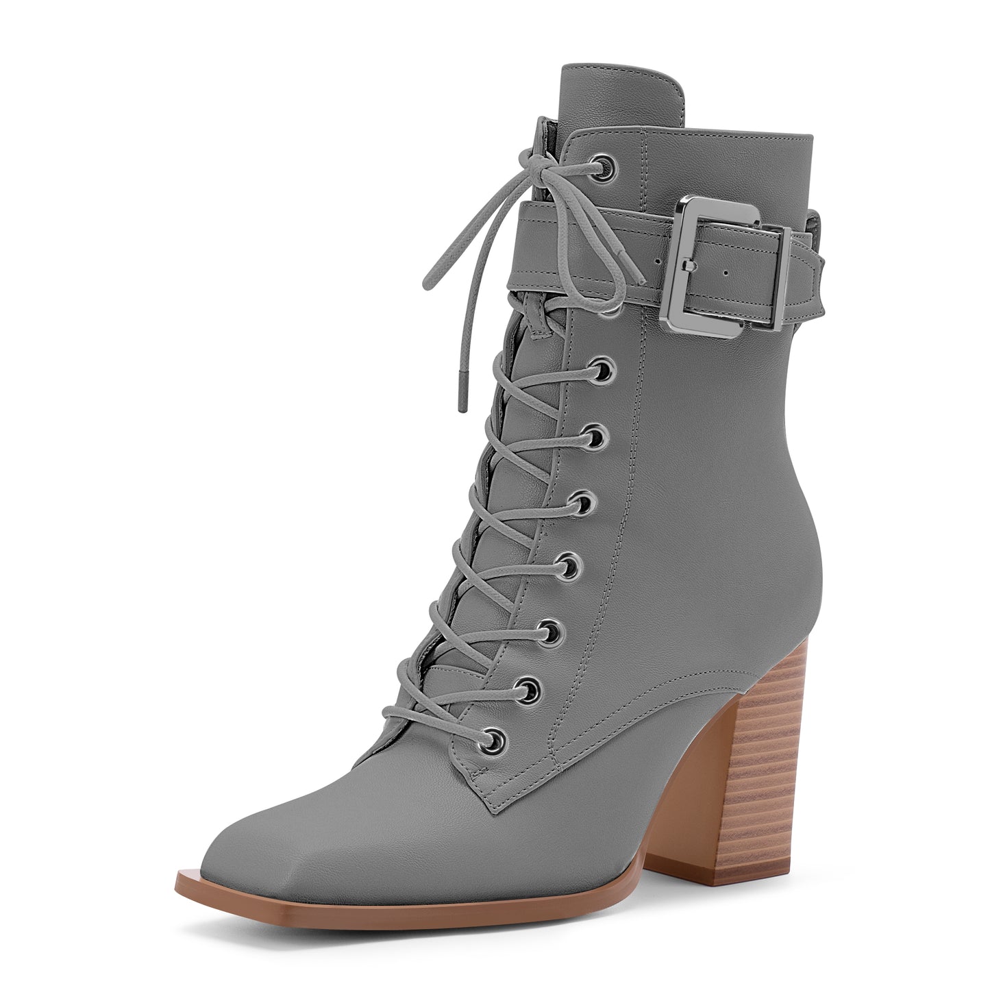 High Heel Square Toe Ankle Boots