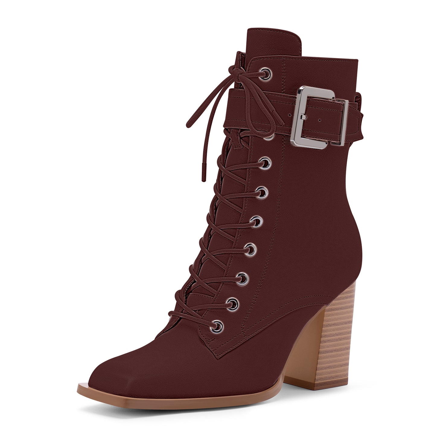 High Heel Square Toe Ankle Boots