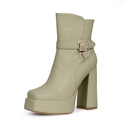 Platform Chunky High Heel Ankle Boots