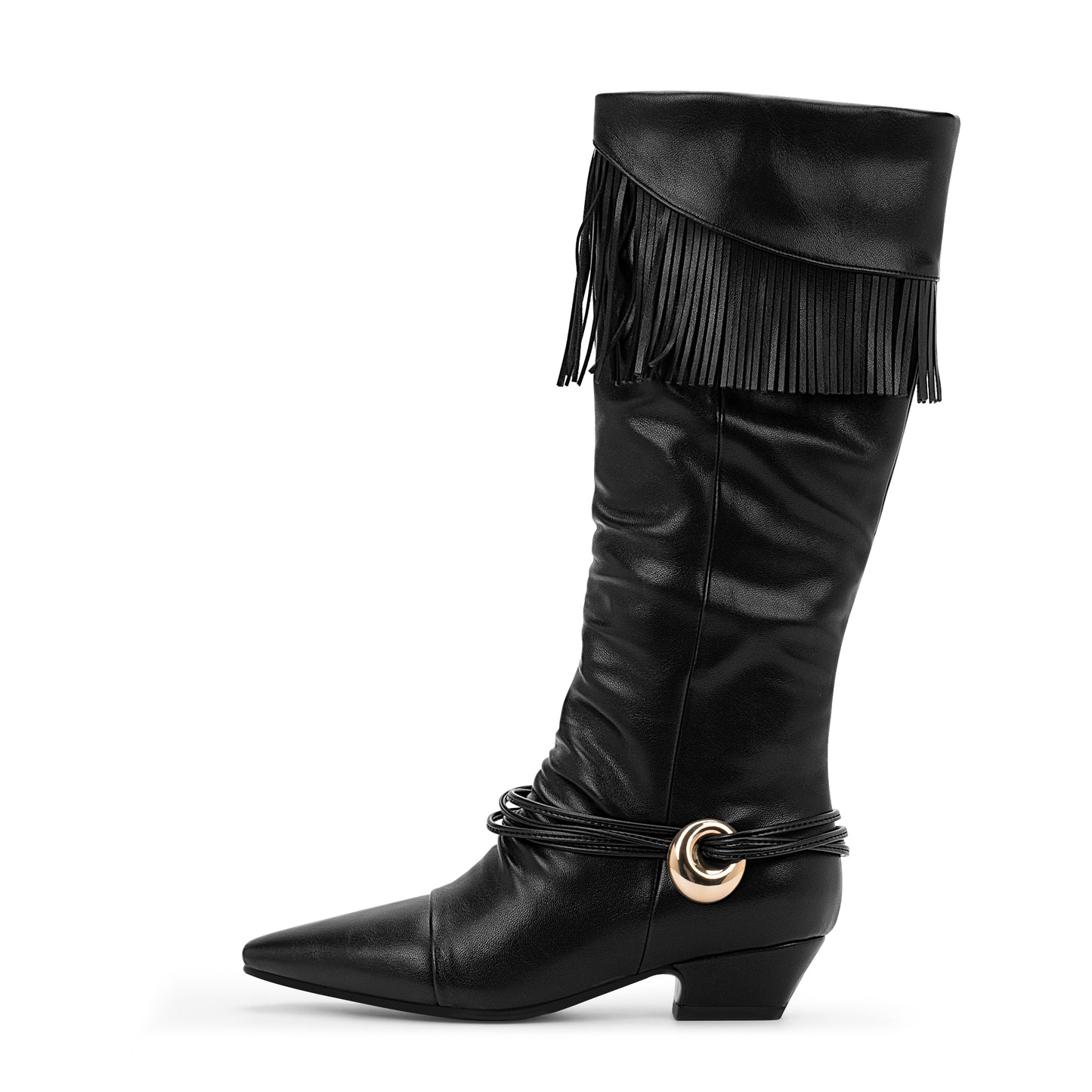 Mid Calf Heel Tassel Boots