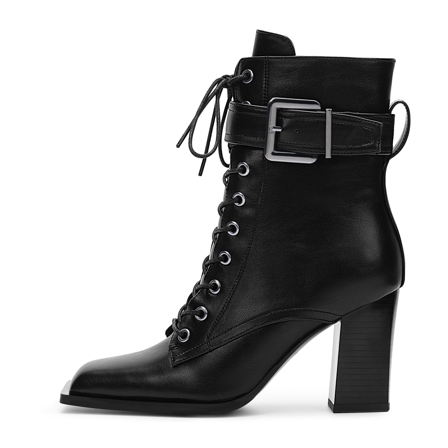 High Heel Square Toe Ankle Boots