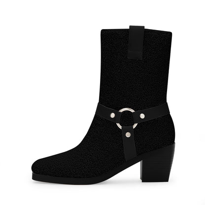 Chunky Heel Mid Calf Tabs Boots