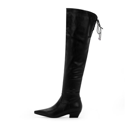 Chunky Heel Thigh High Boots