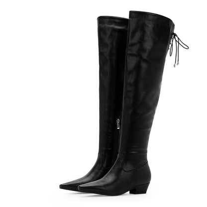 Chunky Heel Thigh High Boots