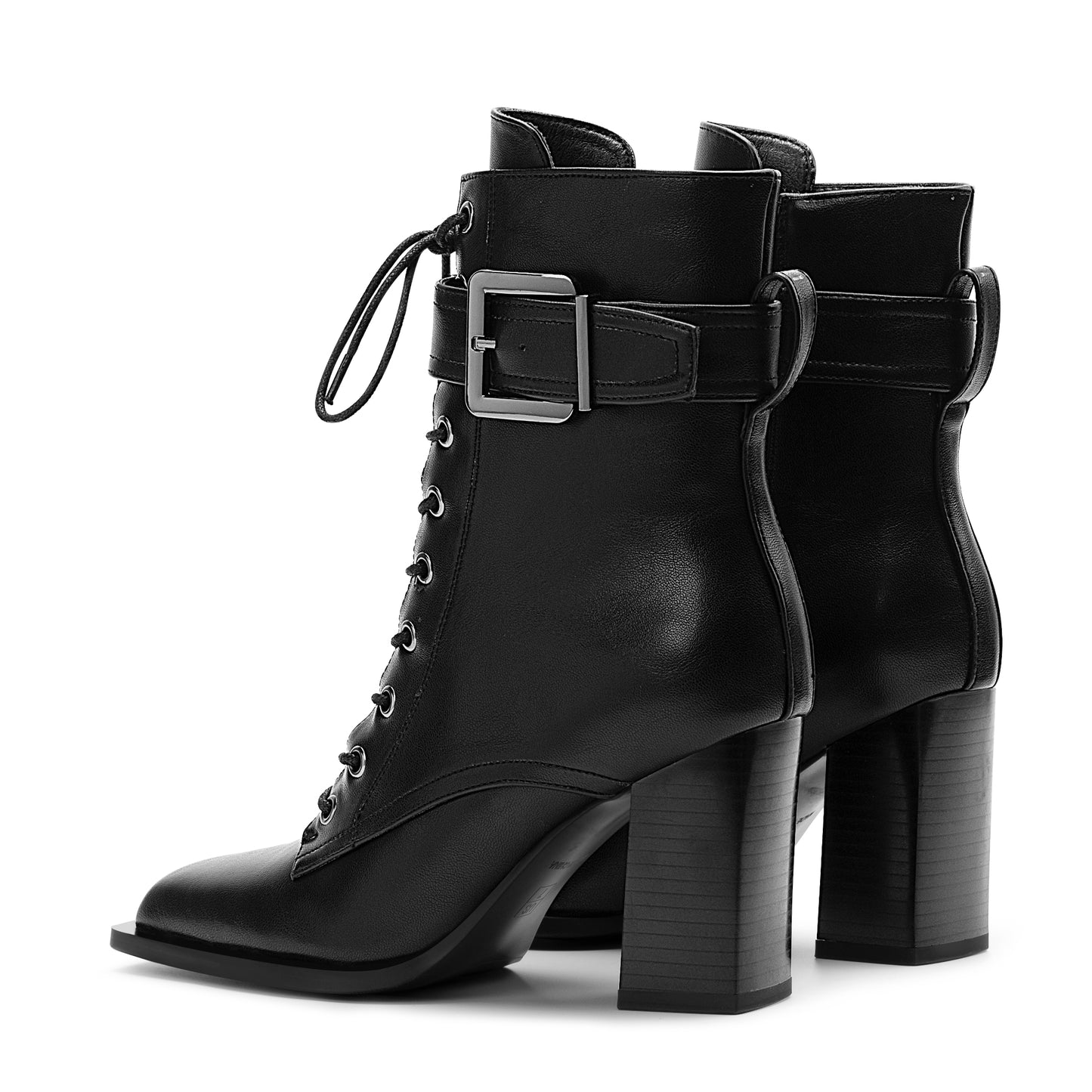 High Heel Square Toe Ankle Boots