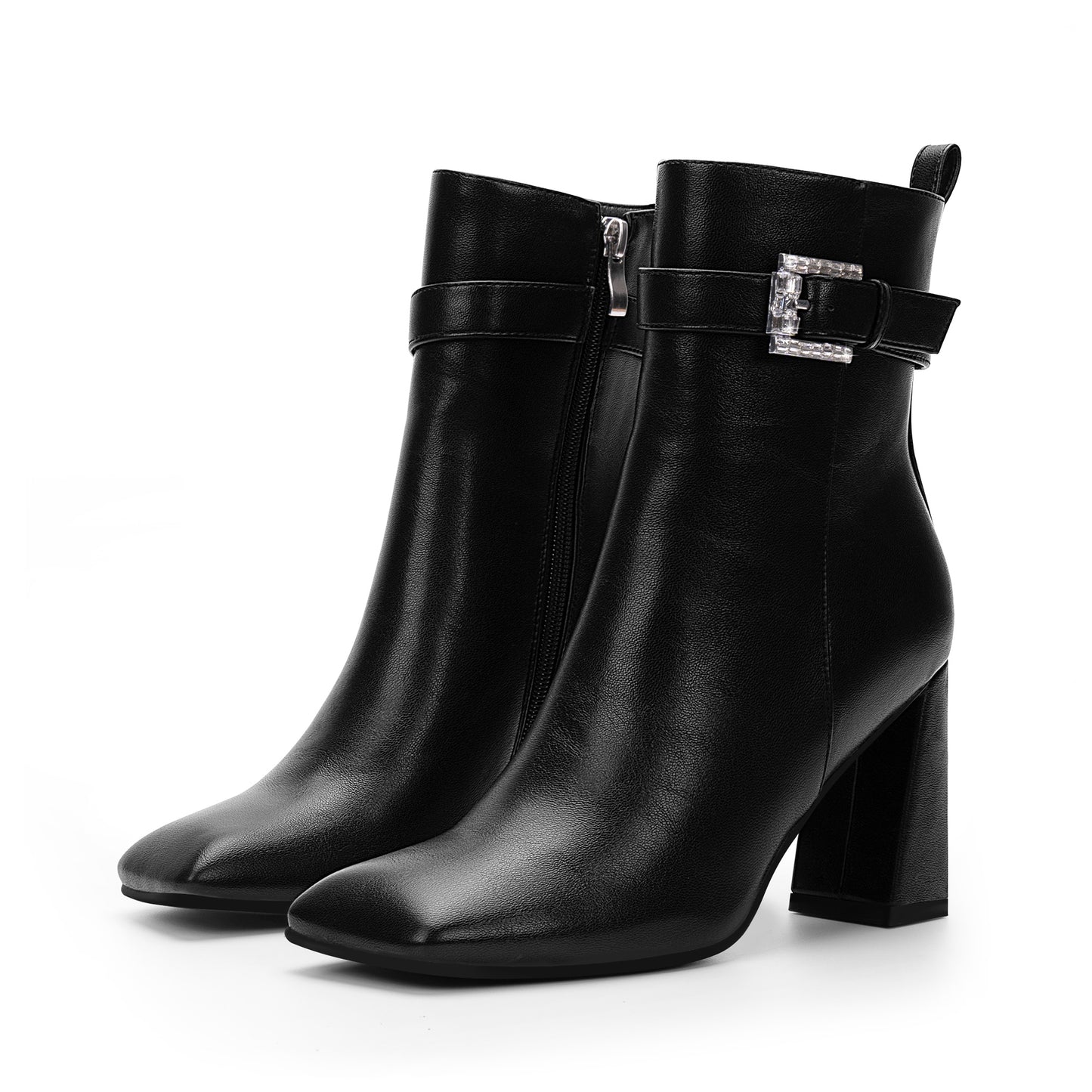 High Heel Square Toe Ankle Boots