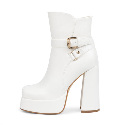 Platform Chunky High Heel Ankle Boots