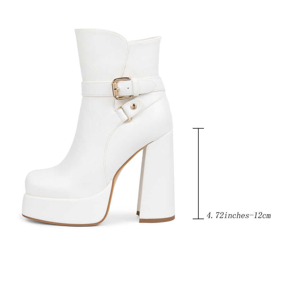 Platform Chunky High Heel Ankle Boots