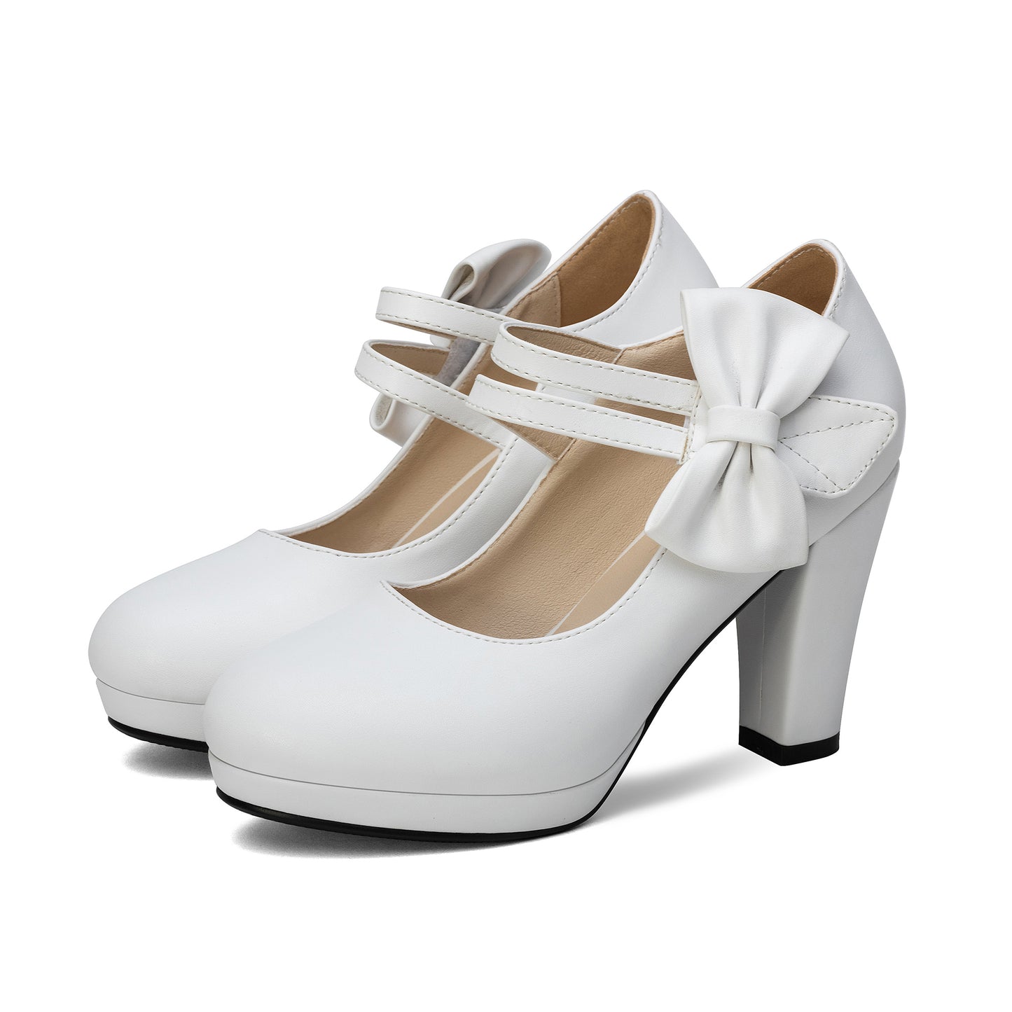 High Heel Bow Mary Janes Pumps