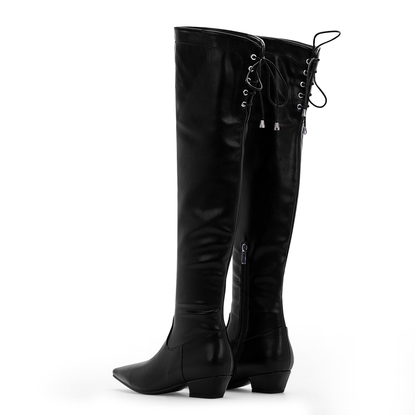 Chunky Heel Thigh High Boots