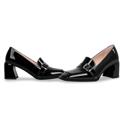 Buckle Chunky Heel Pumps