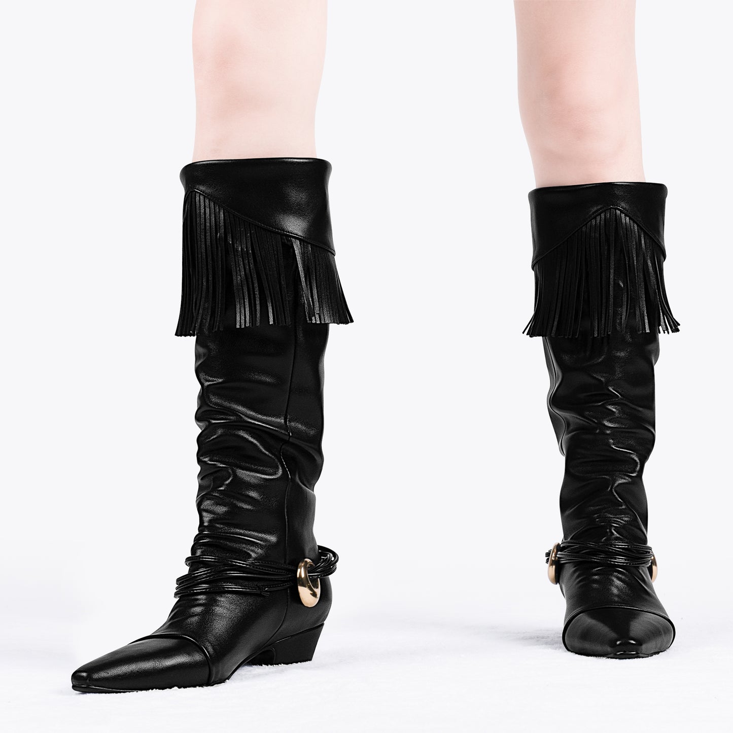 Mid Calf Heel Tassel Boots