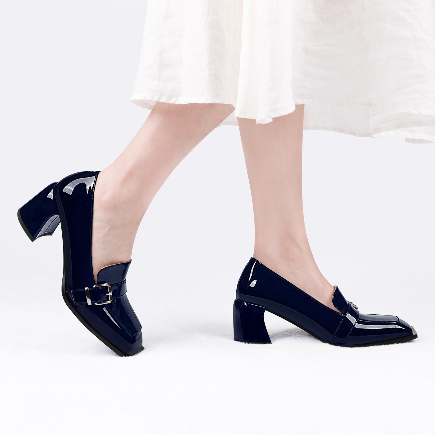 Buckle Chunky Heel Pumps