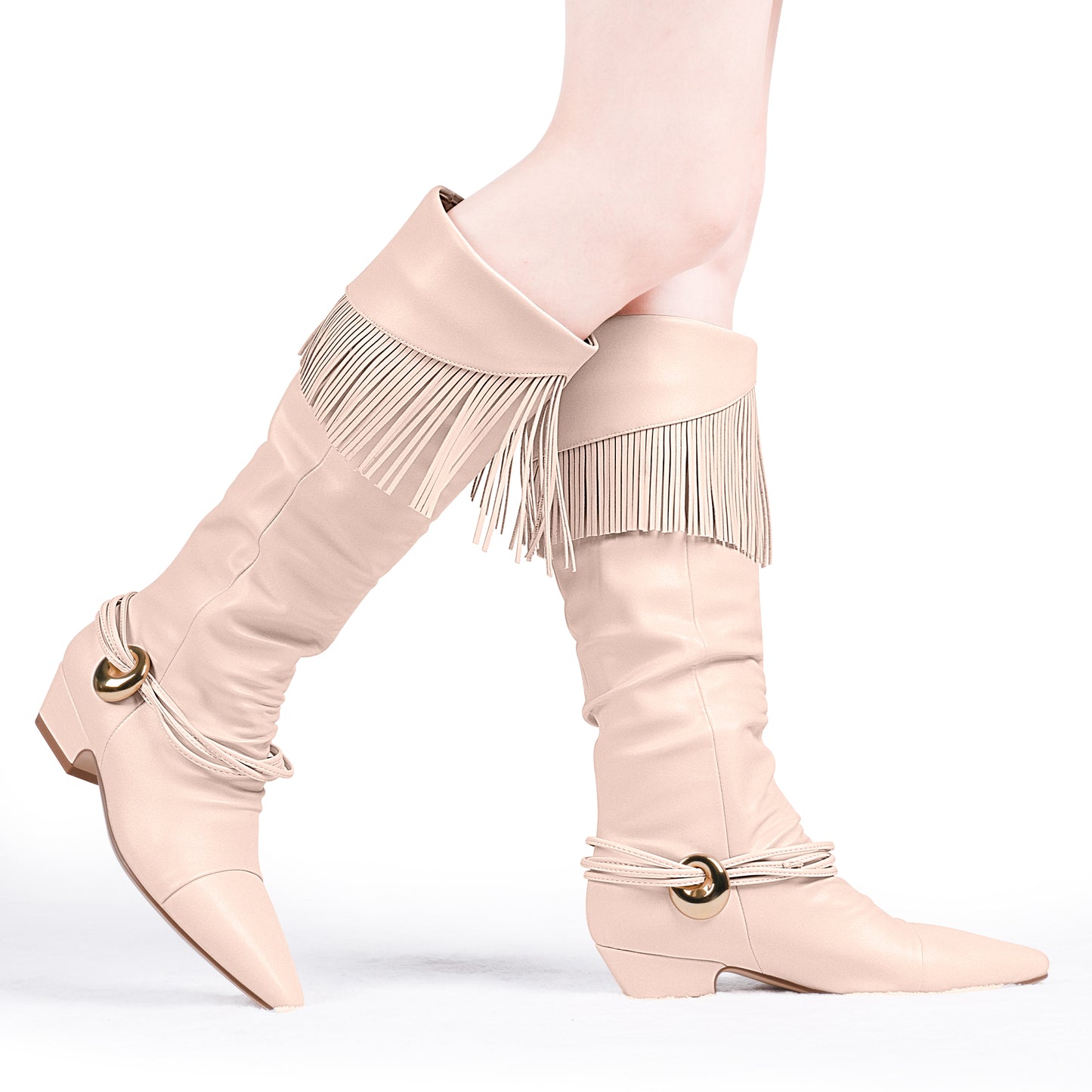 Mid Calf Heel Tassel Boots