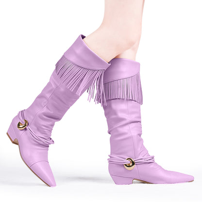 Mid Calf Heel Tassel Boots