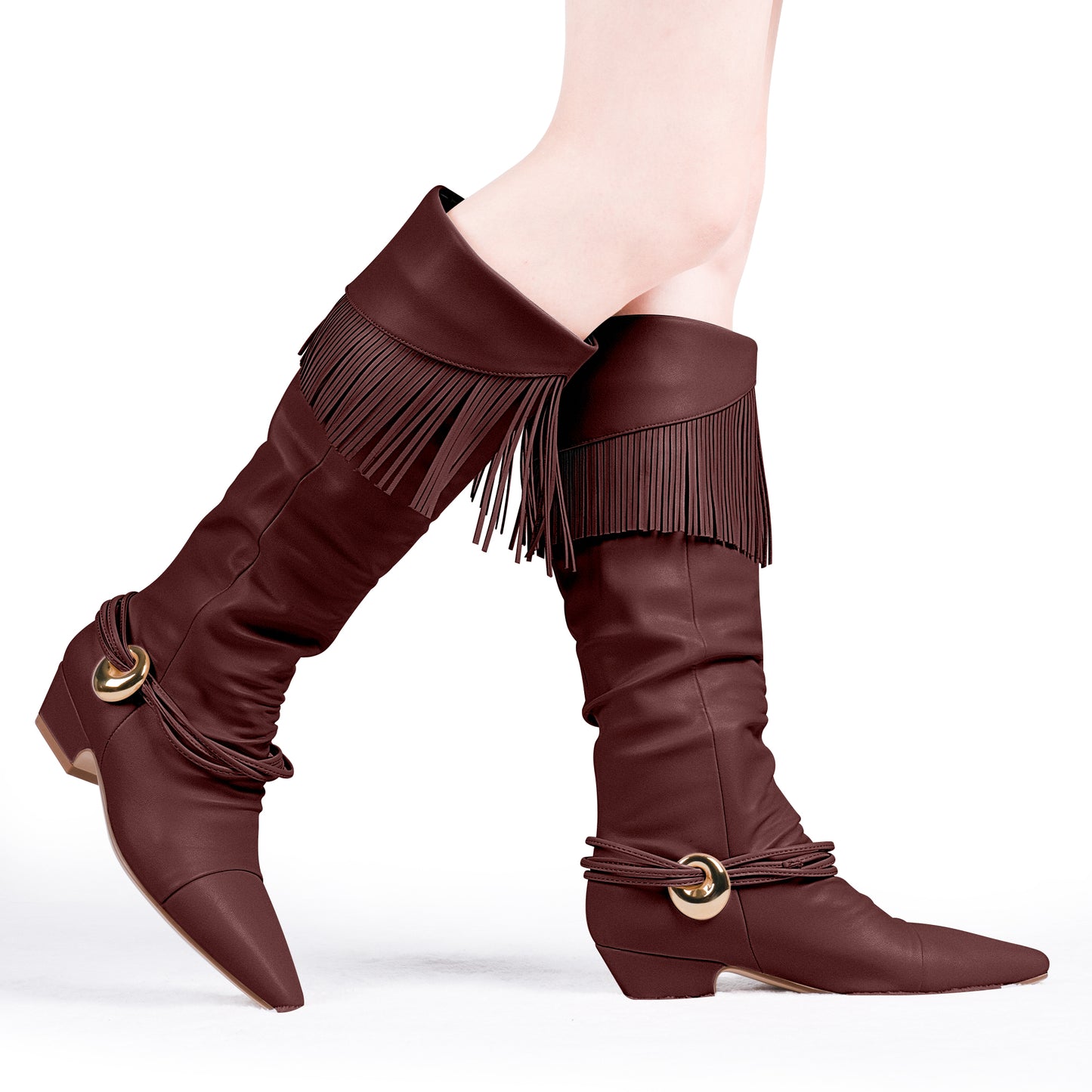 Mid Calf Heel Tassel Boots