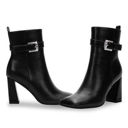 High Heel Square Toe Ankle Boots