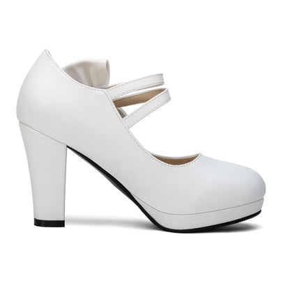 High Heel Bow Mary Janes Pumps