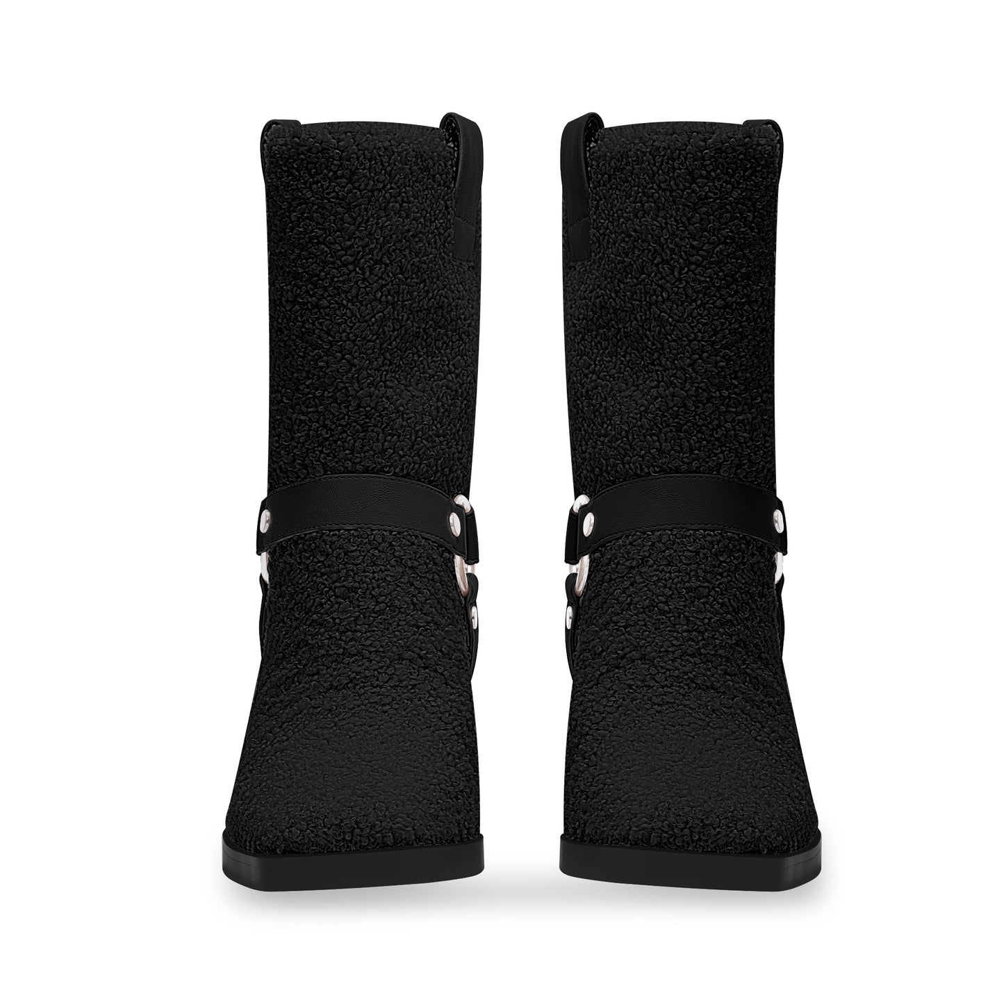 Chunky Heel Mid Calf Tabs Boots