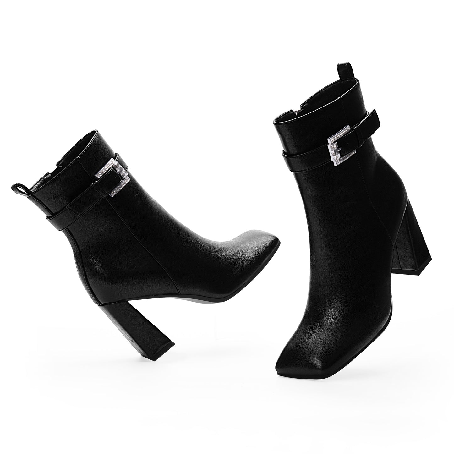 High Heel Square Toe Ankle Boots