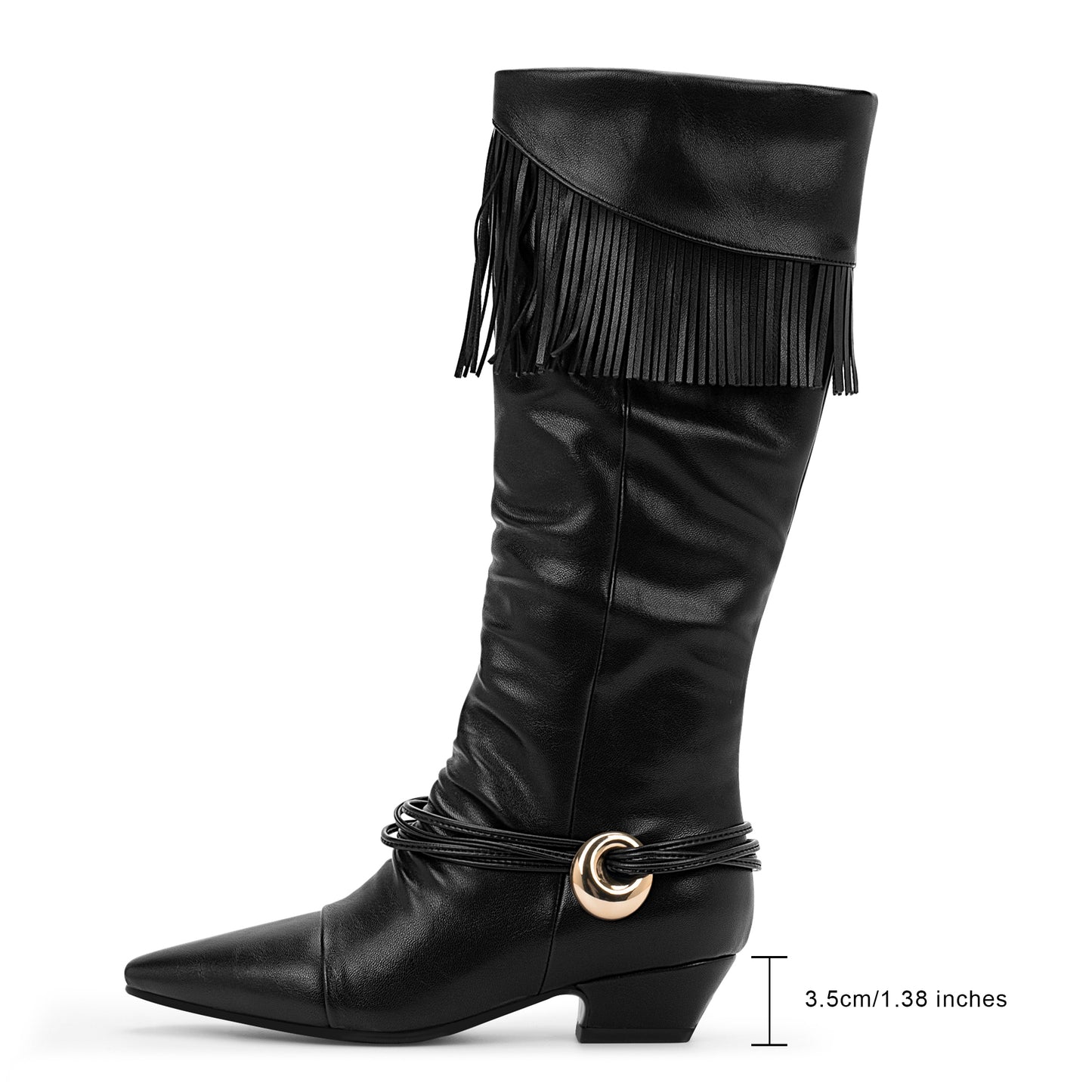 Mid Calf Heel Tassel Boots