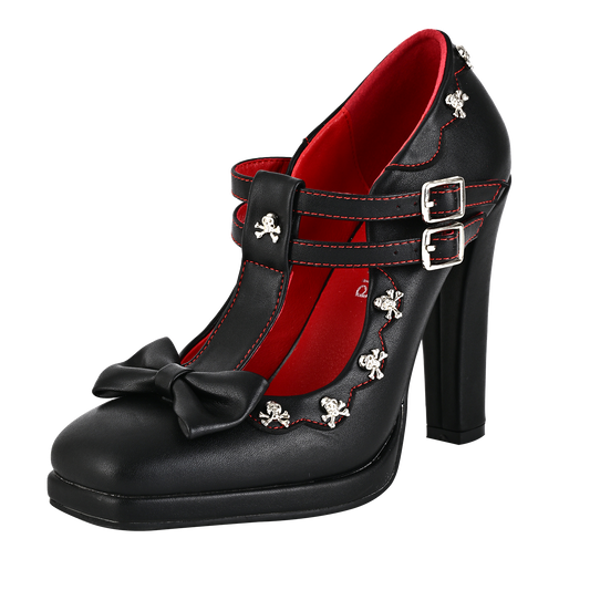 Women's Gothic T-Strap Mary Jane Block High Heel